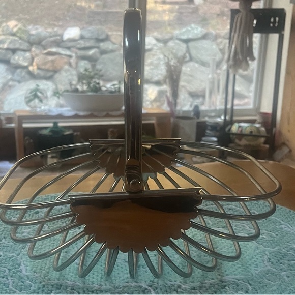 Godinger Silver Plated Wire Bread Basket w/ Swing Handle Vintage - Picture 4 of 10